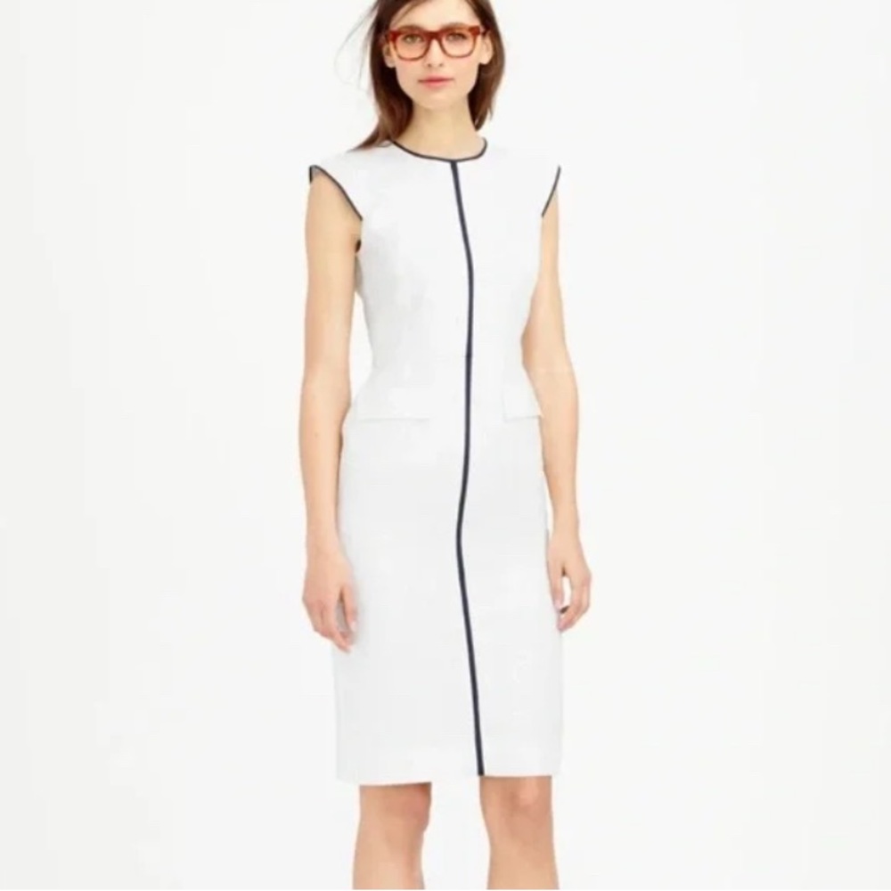 J. Crew White and Black Sheath Midi Dress